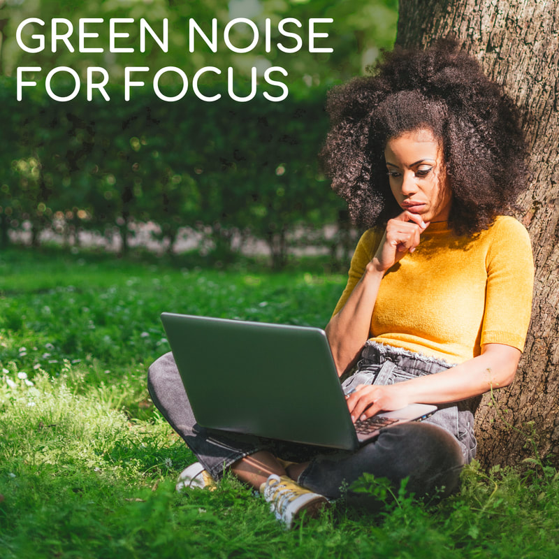 Consistent mellow green colored white noise, blended with organic nature sounds creates the perfect soundscape to block out unwanted noise and create a natural atmosphere of calm with variety, that can help you focus deeply for study, reading, brainstorming, and creative thinking.