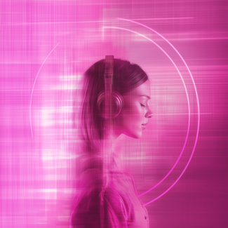 woman listening to calming pink noise to help with sleep, focus, and relaxation